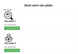 danh sách sản phẩm giỏ hàng